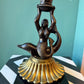 Vintage Mermaid and Dolphin Brass and Bronze Table Lamp with Shade