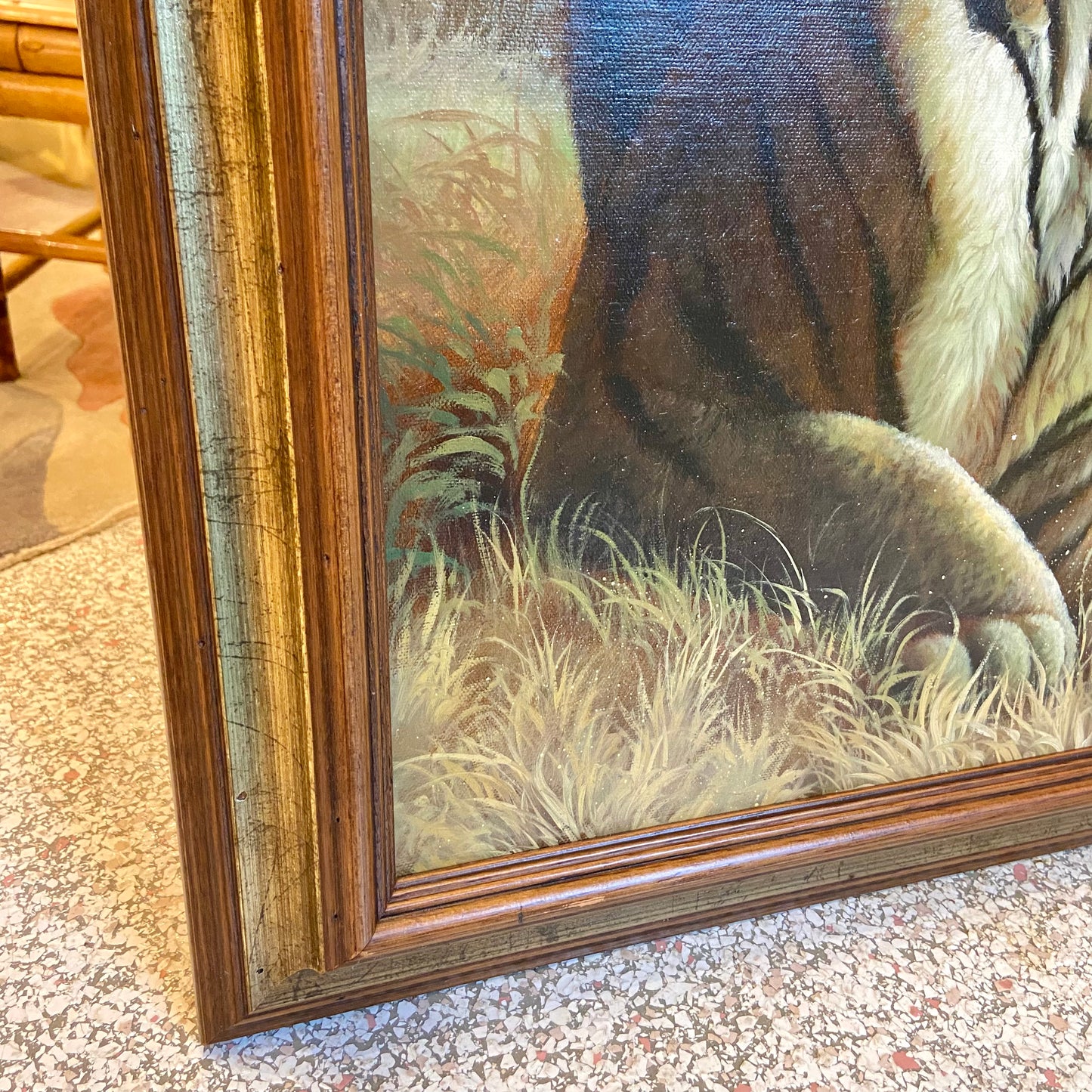 Framed Vintage Bengal Tiger Artwork