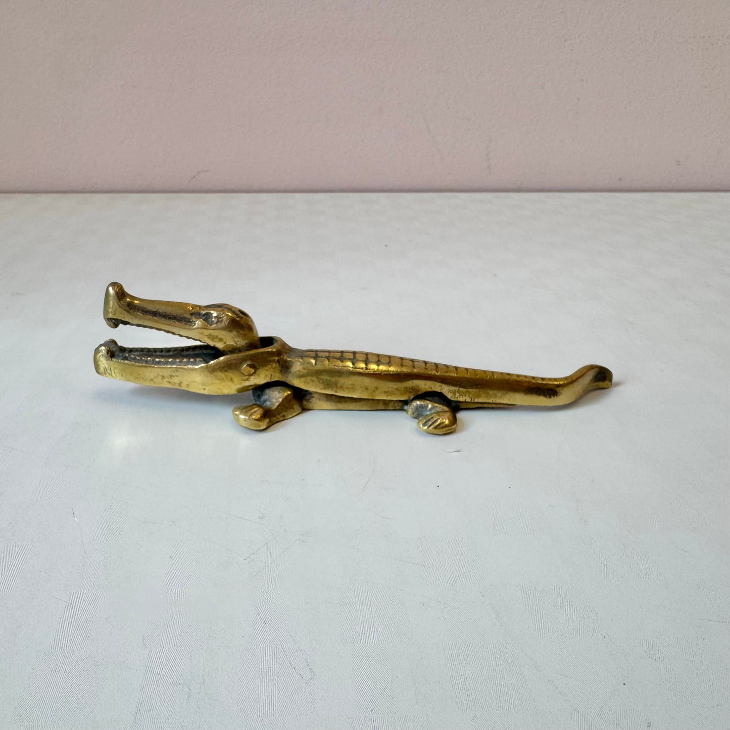 Vintage Brass Crocodile Nutcracker