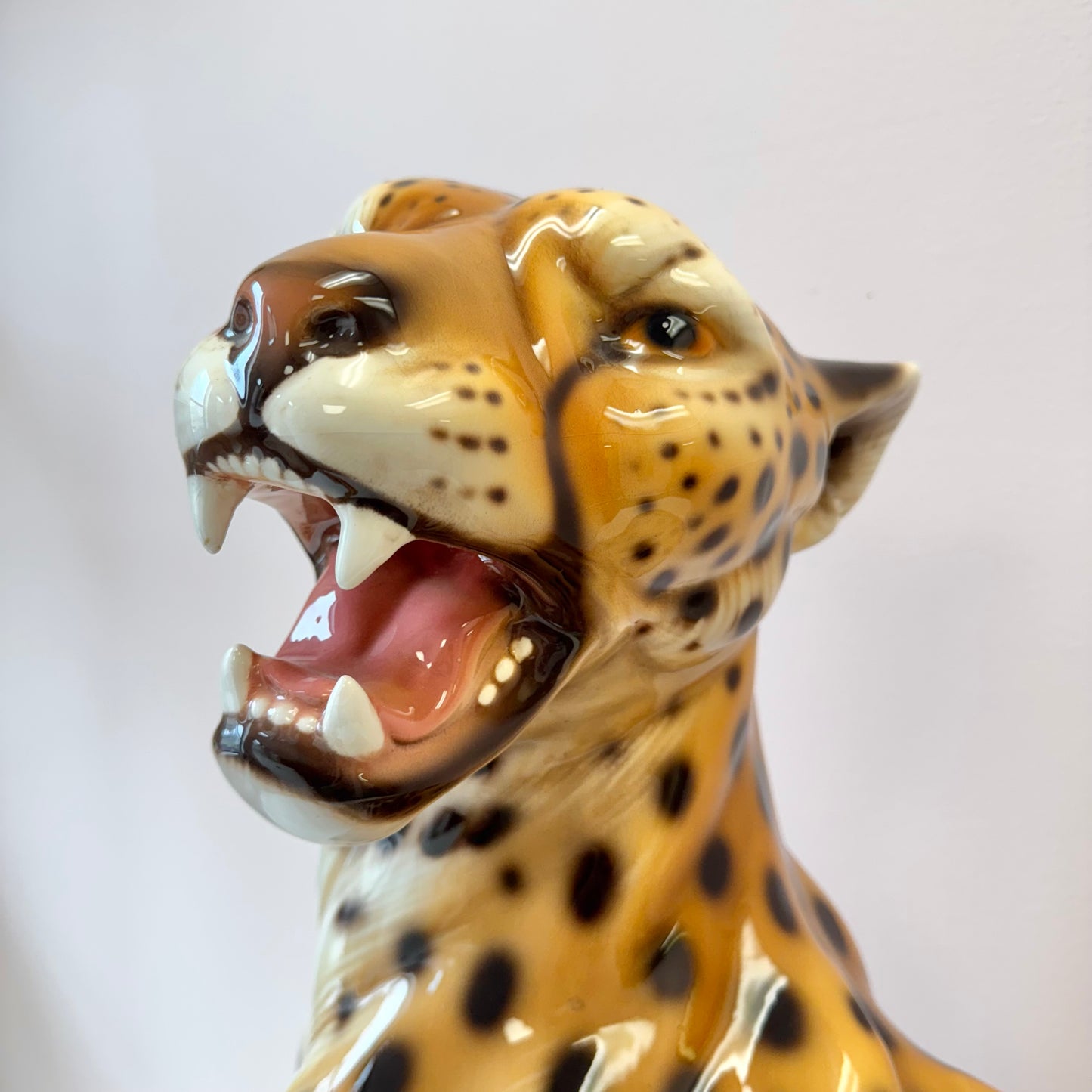 Vintage Large Italian Ceramic Cheetah Statue