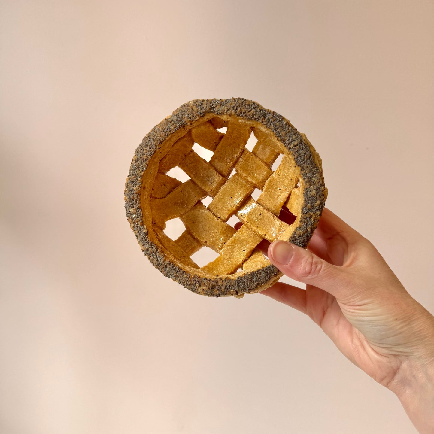 Vintage Small Poppyseed Salt Dough Woven Bagel Bread Bowl