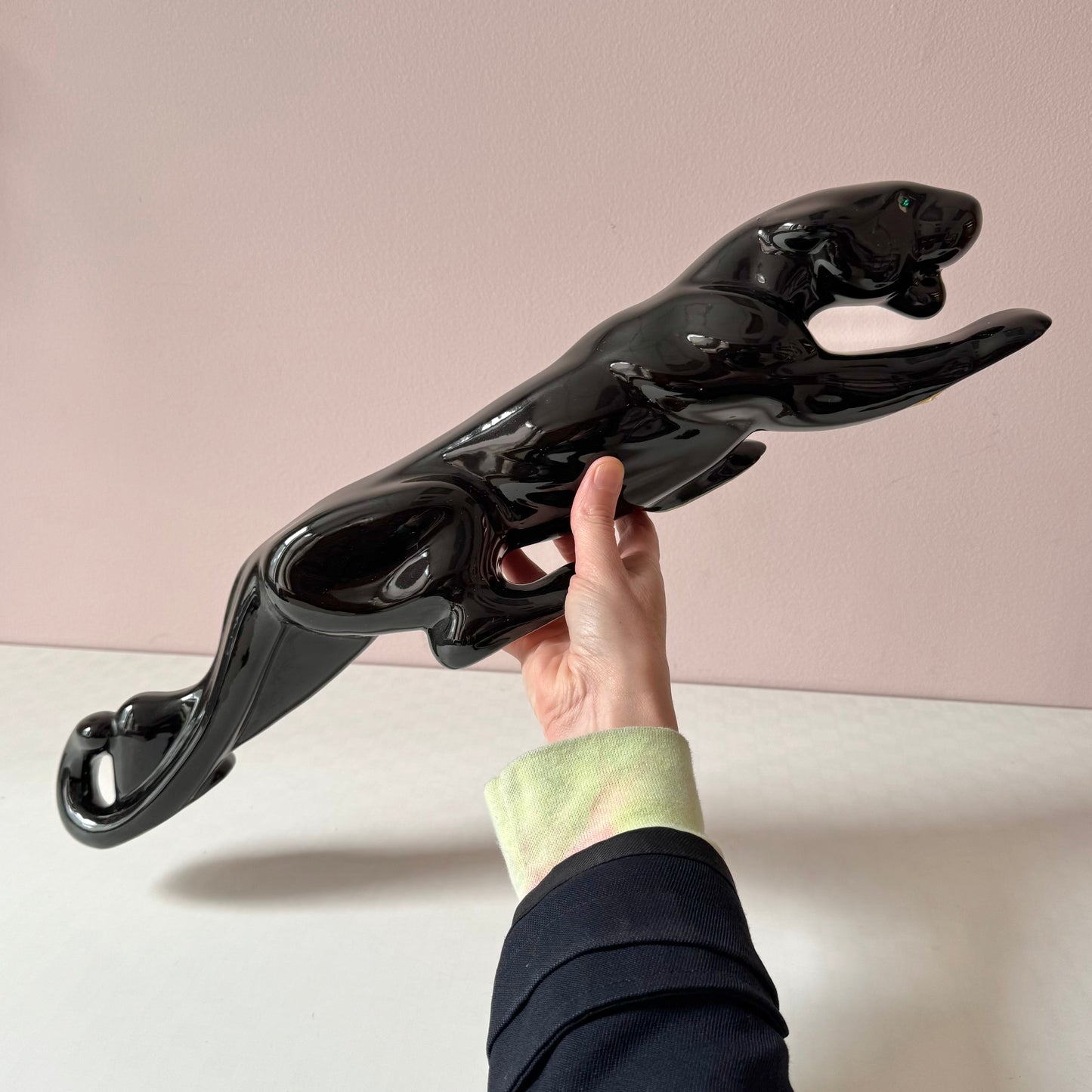 Vintage Ceramic Black Panther Statue