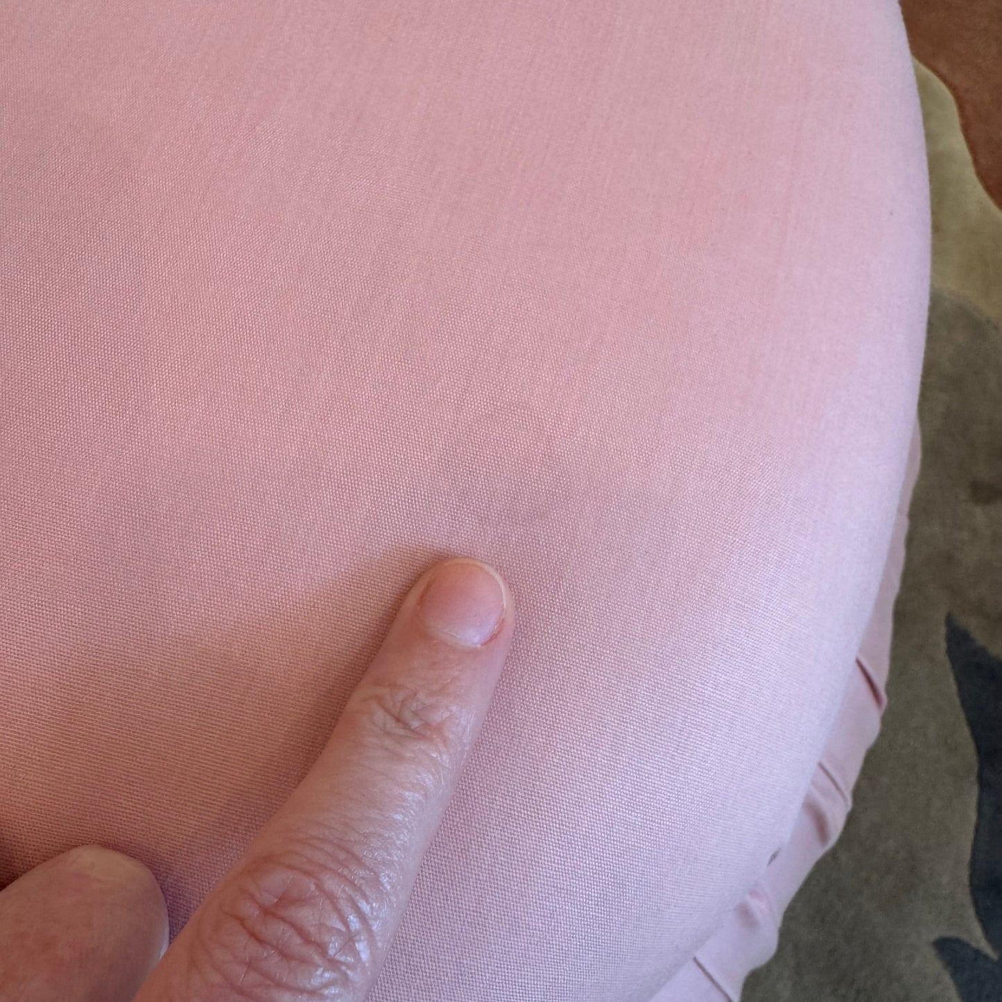 Vintage Pink Pouf Ottoman on Wheels