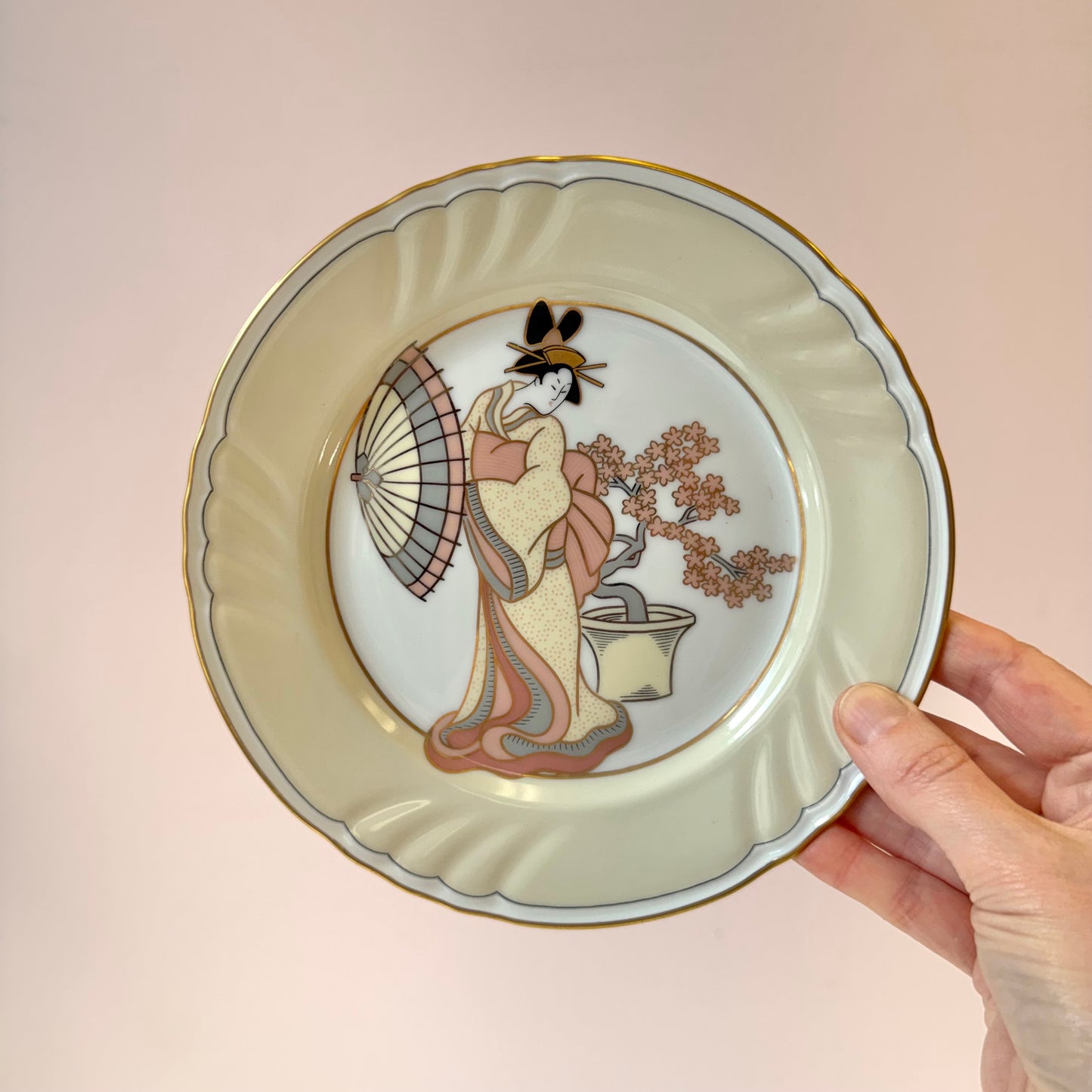 Vintage Set of 4 "Strolling Geisha" Appetizer Plates by Fitz & Floyd