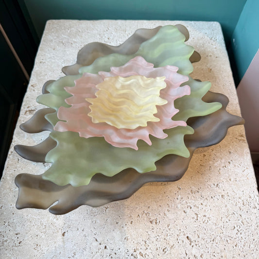 Vintage Set of 4 Hudson Beach Glass Pastel Colored Bowls