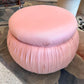 Vintage Pink Pouf Ottoman on Wheels