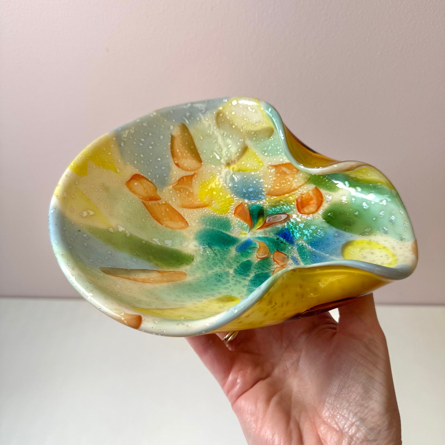 Vintage Yellow Tutti Frutti Murano Glass Bowl