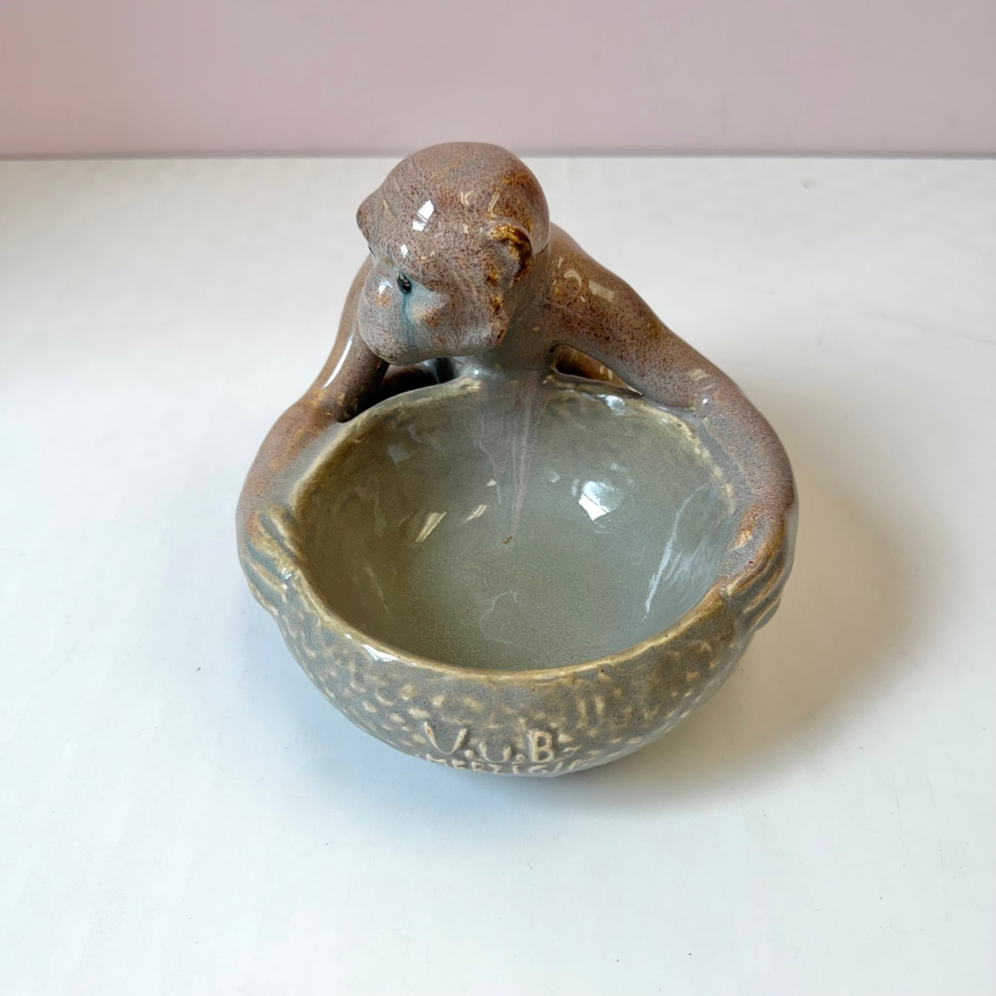 Vintage Glazed Ceramic Monkey Bowl by Villeroy & Boch Merzig