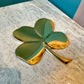 Vintage Gold Plated Four Leaf Clover Paperweight