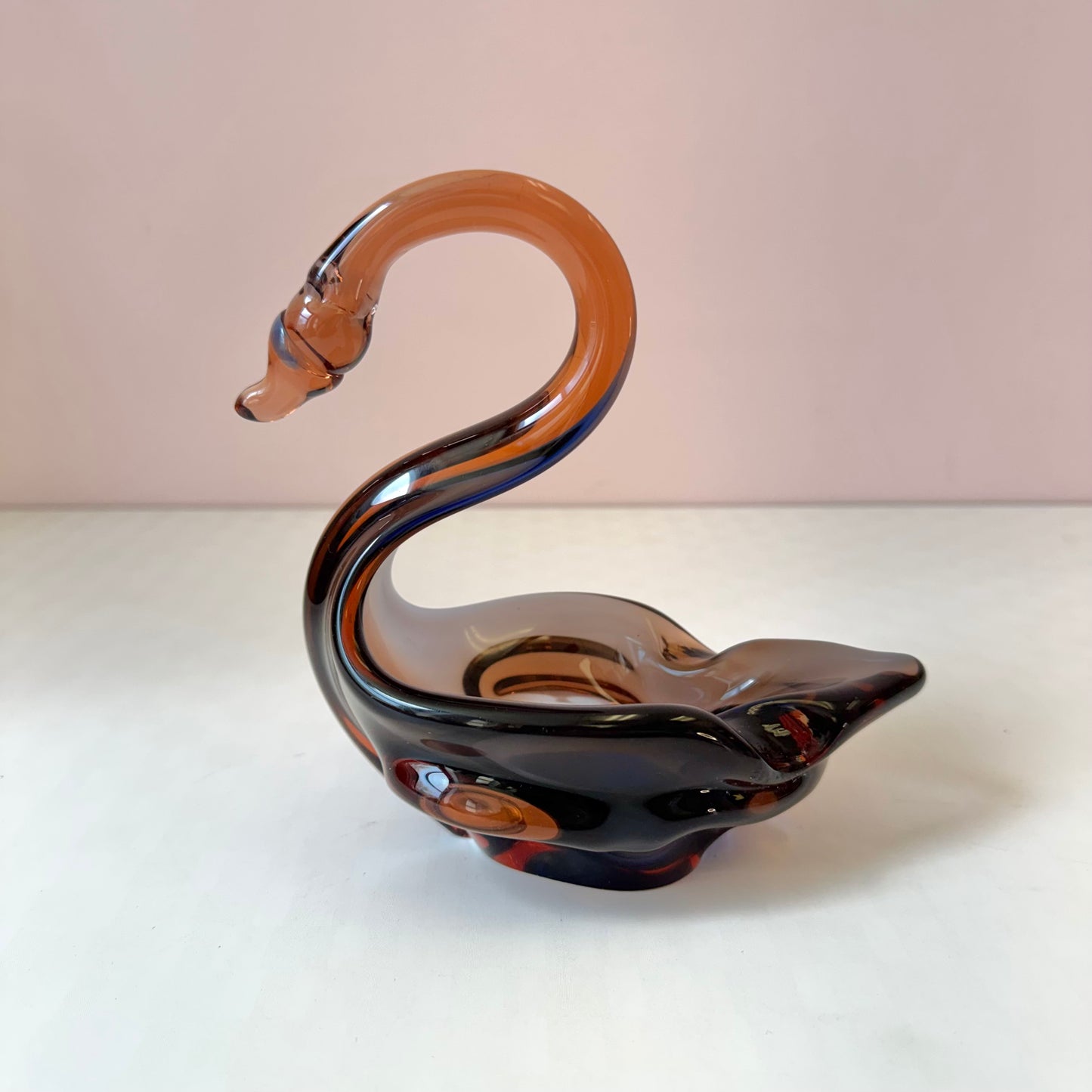 Vintage Murano Glass Style Swan Catchall Dish