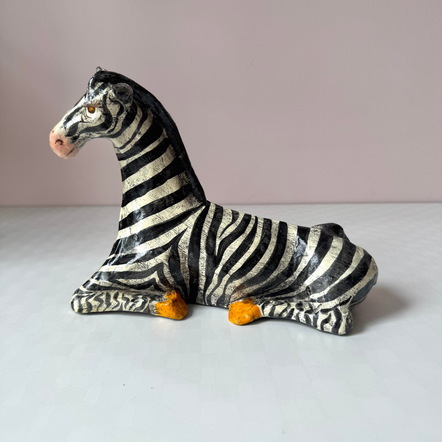 Vintage Paper Mache Zebra Statue