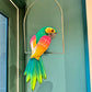 Vintage Papier Maché Parrot Sculpture on Hanging Stand