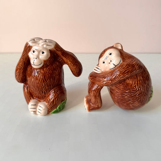 Vintage Ceramic Monkey Salt and Pepper Shakers