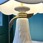 Vintage Ceramic Draped Cloth and Brass Bow Lamp with Scallop Shade by Chapman