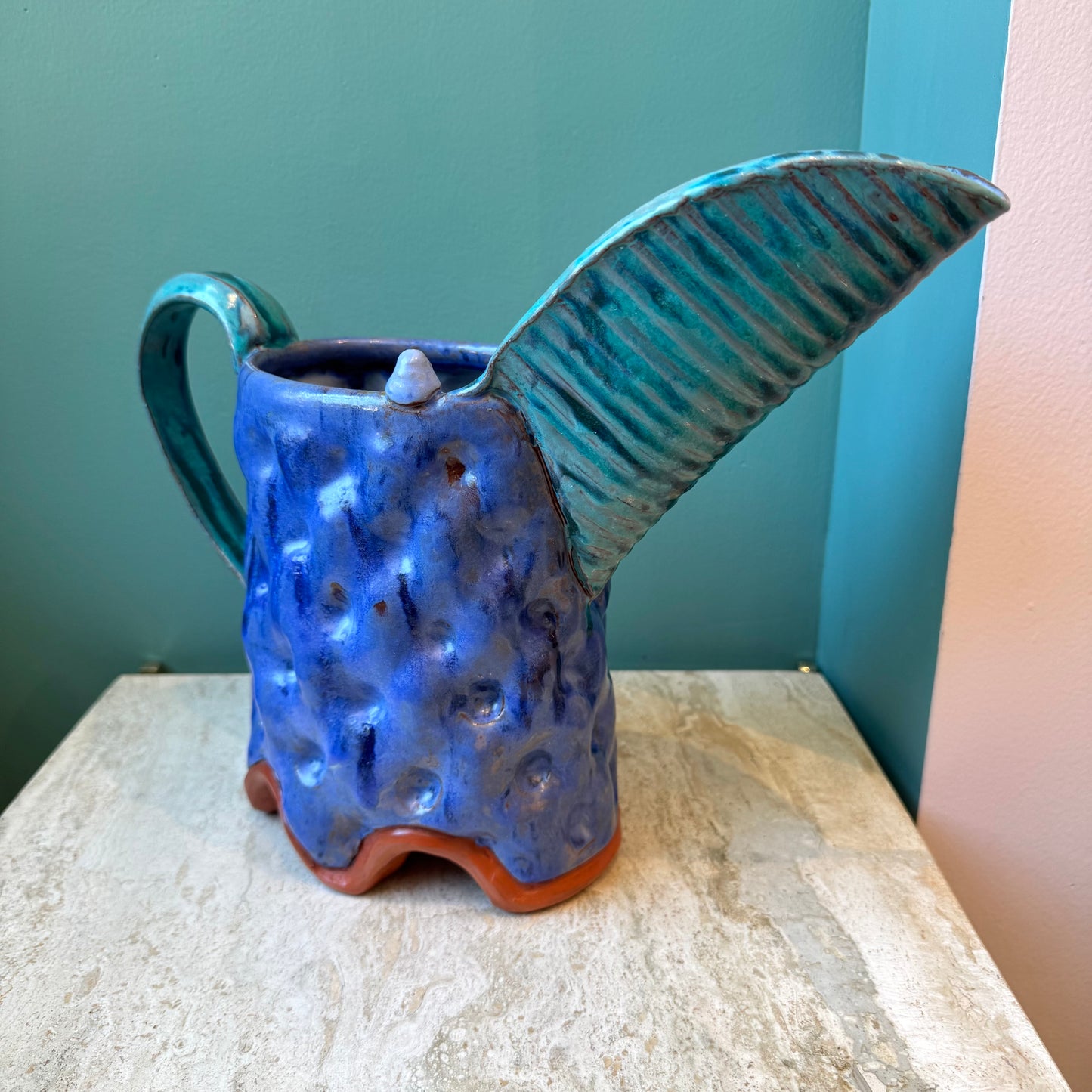 Large Vintage Studio Pottery Pitcher signed Flyn