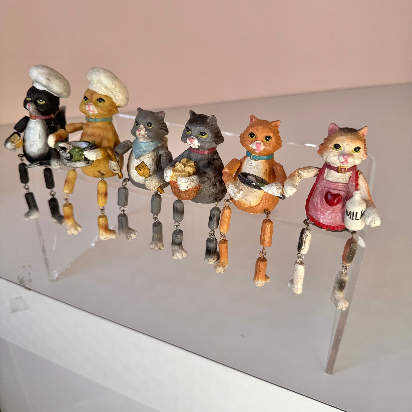 Vintage Set of 6 WMG Cooking Cat Shelf Sitters