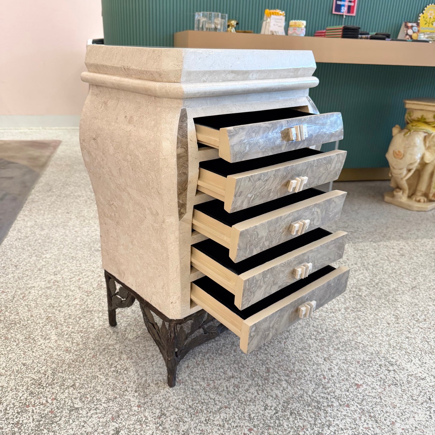 1980’s Tessellated Stone Chest of Drawers/Jewelry Armoir by Renoir Designs