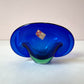 Vintage Murano Glass Blue and Green Clam Shell Bowl