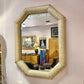 Vintage Faux Snakeskin and Brass Octagonal Bullnose Mirror