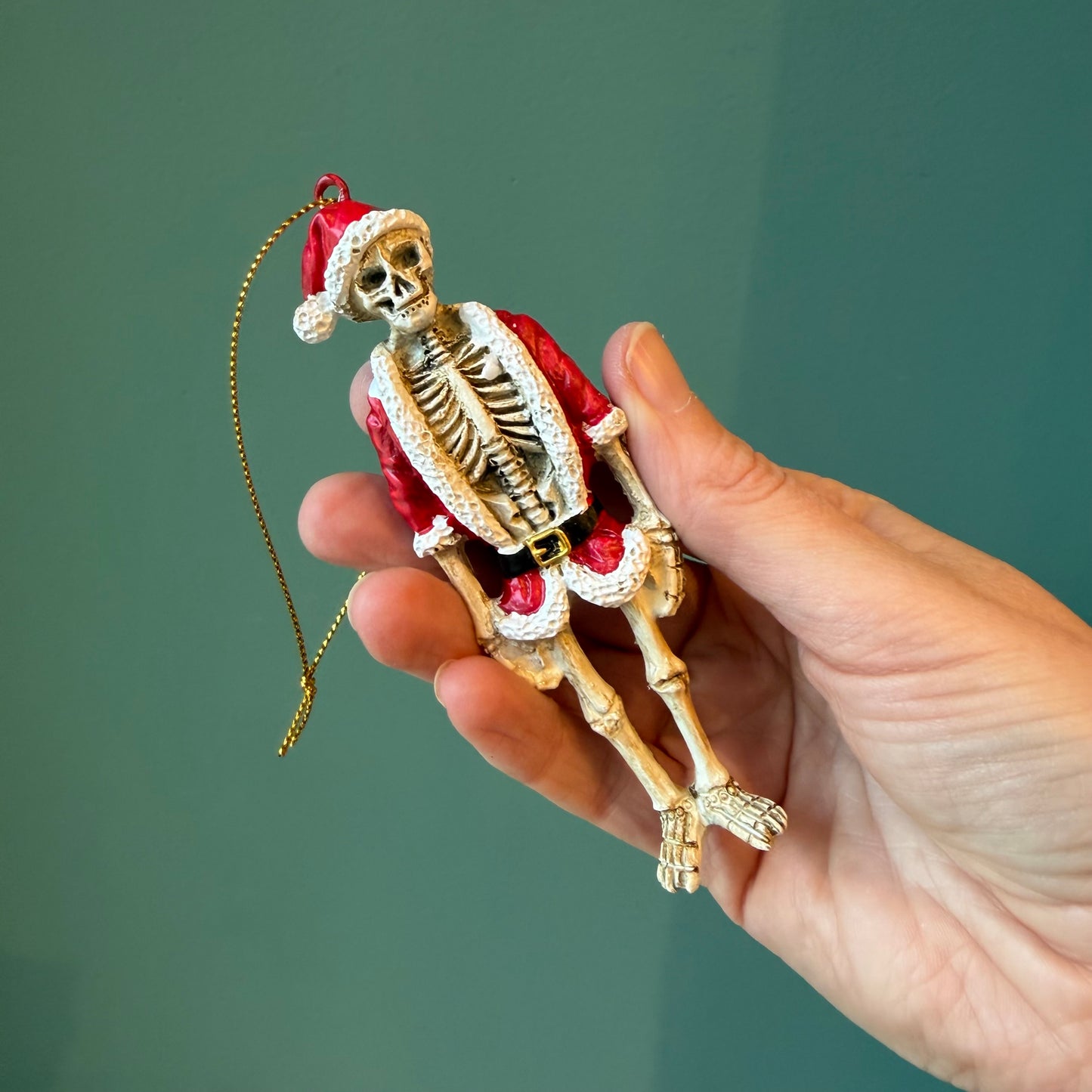 Skeleton Santa Ornament