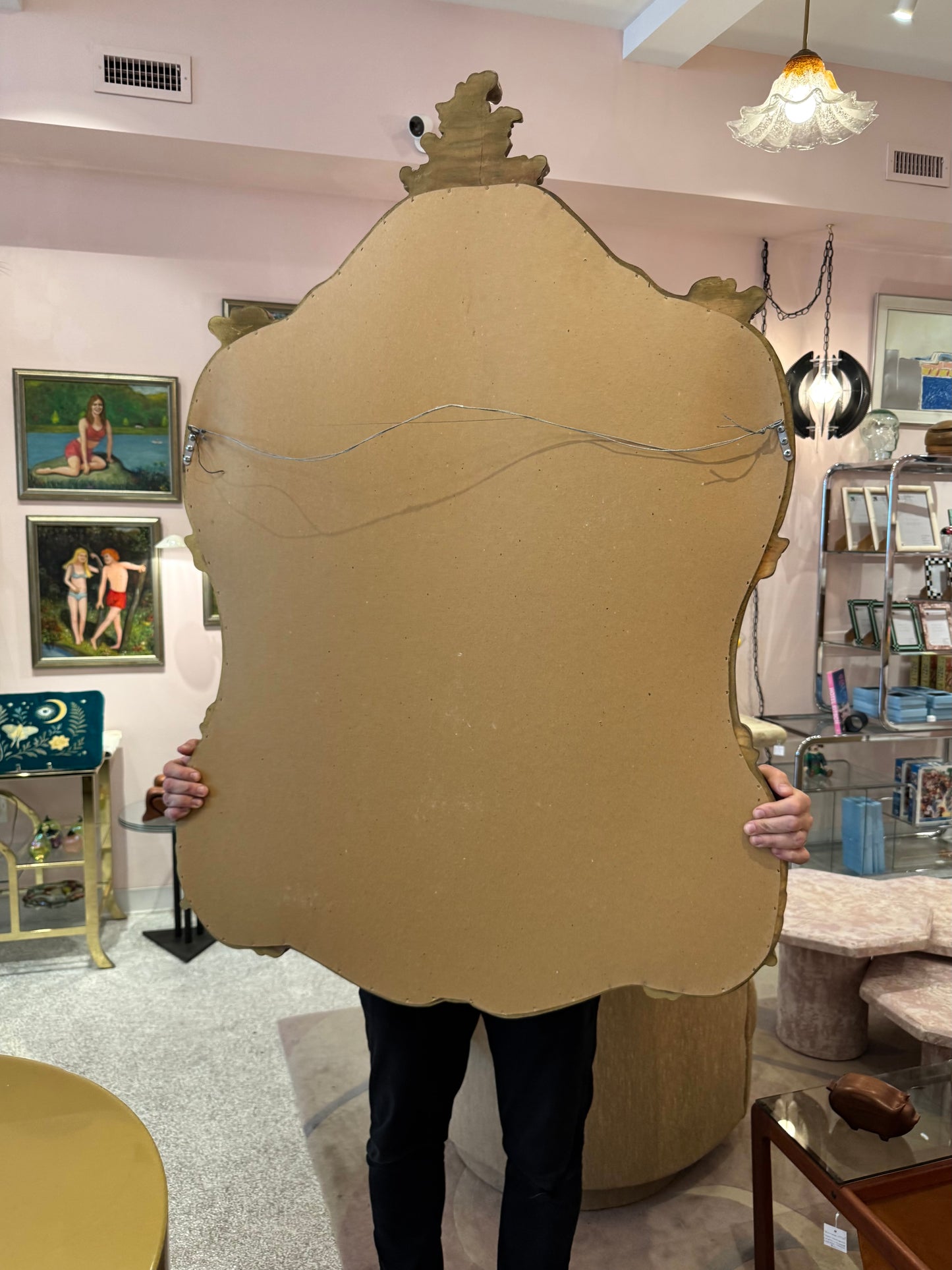 Vintage Large Gold Giltwood Rococo Style Mirror