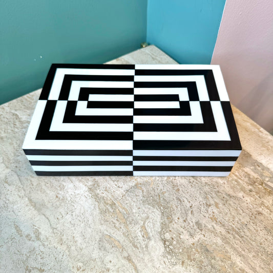 Geometric Black and White Resin Box