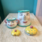 Vintage 5 Piece Tea Set “Coffee Break” by Clay Art San Francisco, Dated 1993