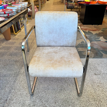 Vintage Chrome and Crackled Faux Leather Chair by Peter Protzman for Herman Miller/item