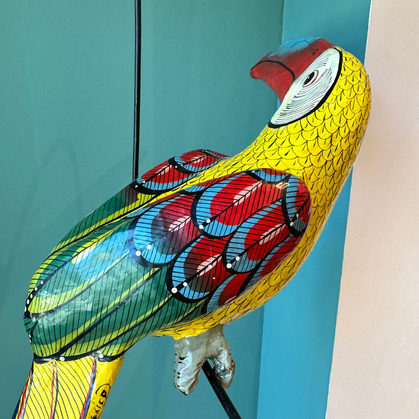 Vintage Papier-Mache Toucan Sculpture on Hanging Stand