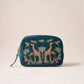 Rich Blue Wild Giraffe Palm Makeup Bag by Elizabeth Scarlett