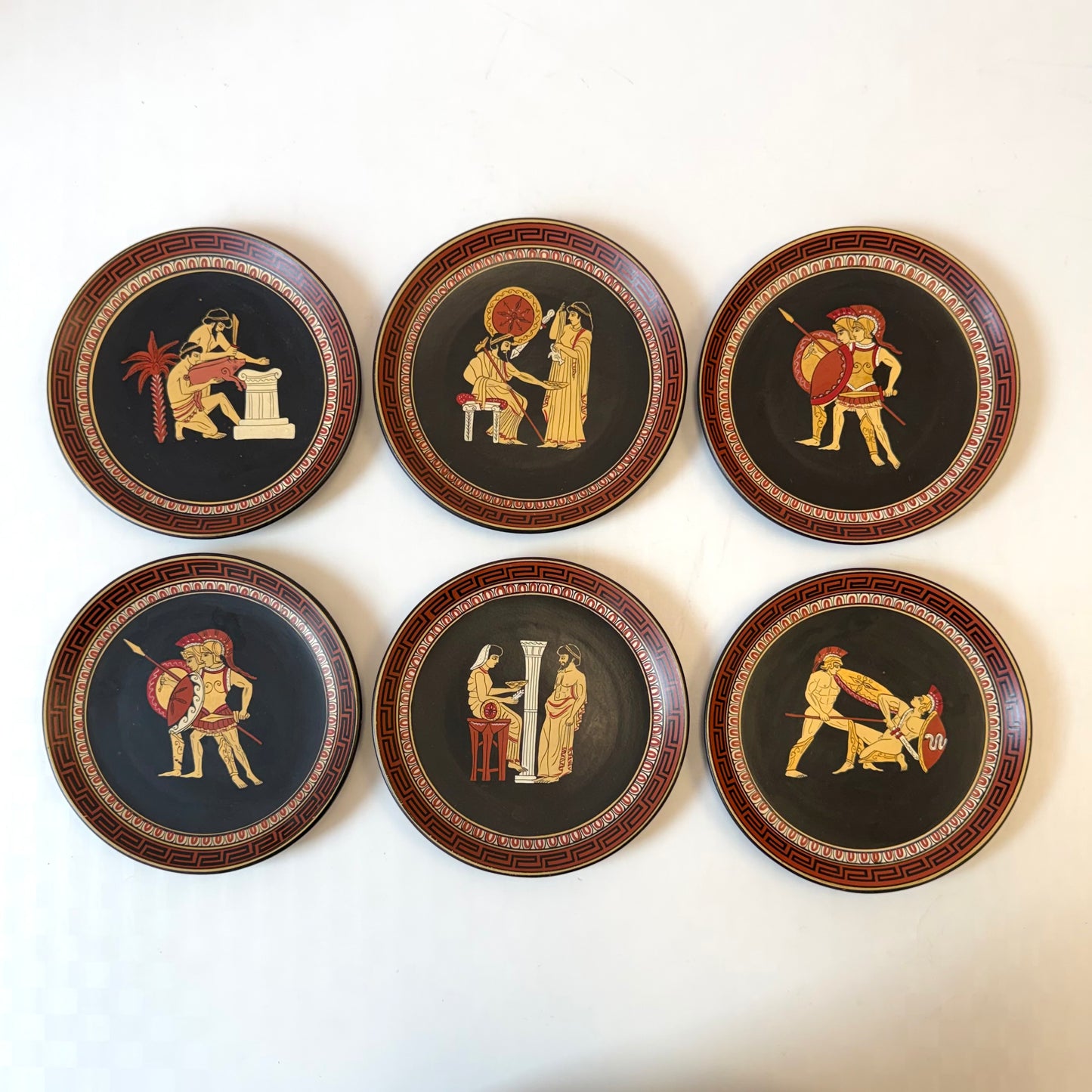 Vintage Set of 6 Terracotta Ancient Greek Replica Wall Plates