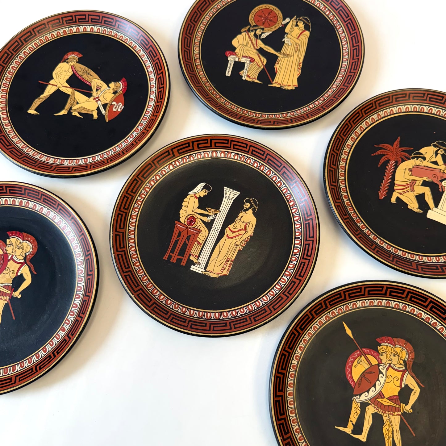 Vintage Set of 6 Terracotta Ancient Greek Replica Wall Plates