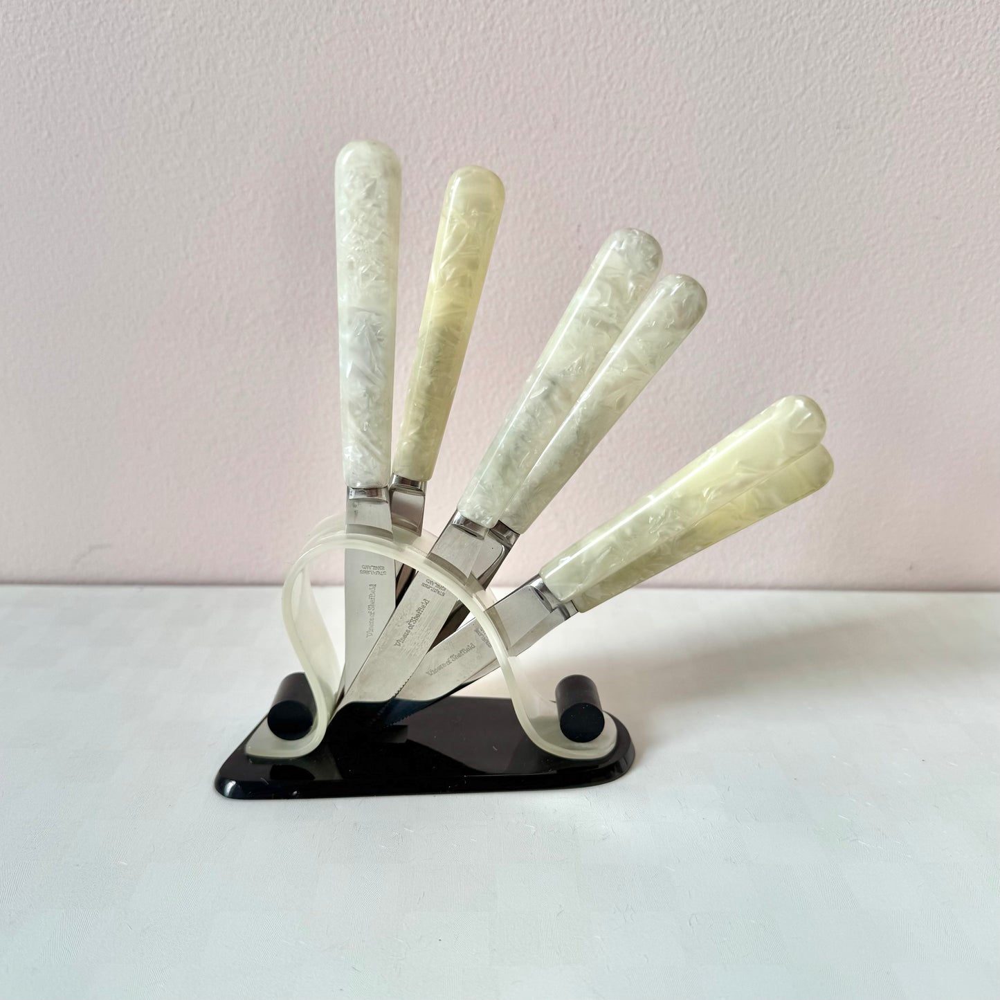 Vintage Art Deco Mother of Pearl Bakelite Fruit Knife Set