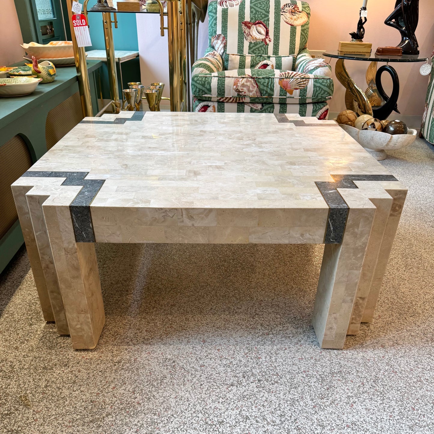 Vintage Maitland Smith Style Tessellated Coffee Table