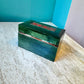 Vintage Green Wooden Playing Cards Box with Cards