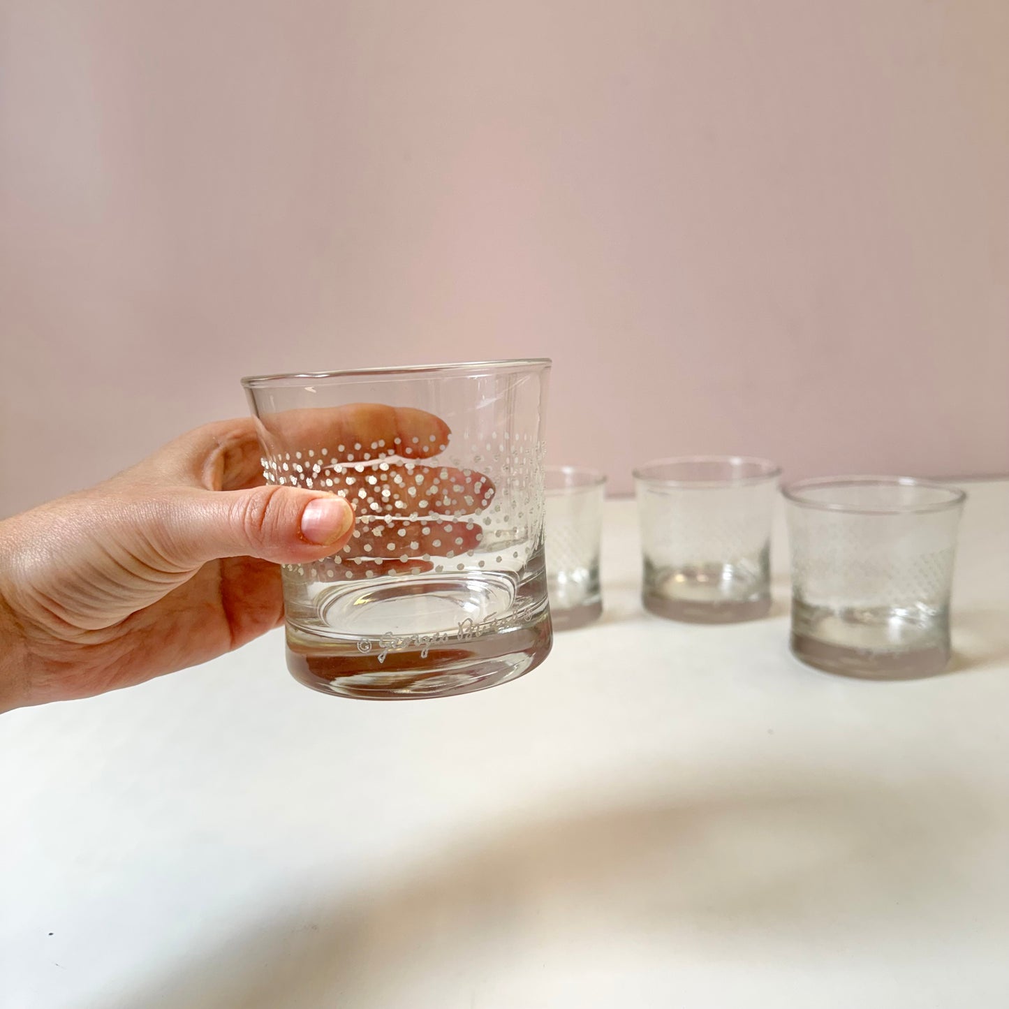 Vintage Mid-Century Georges Briard Textured Dot Rocks Glasses- Set of 4