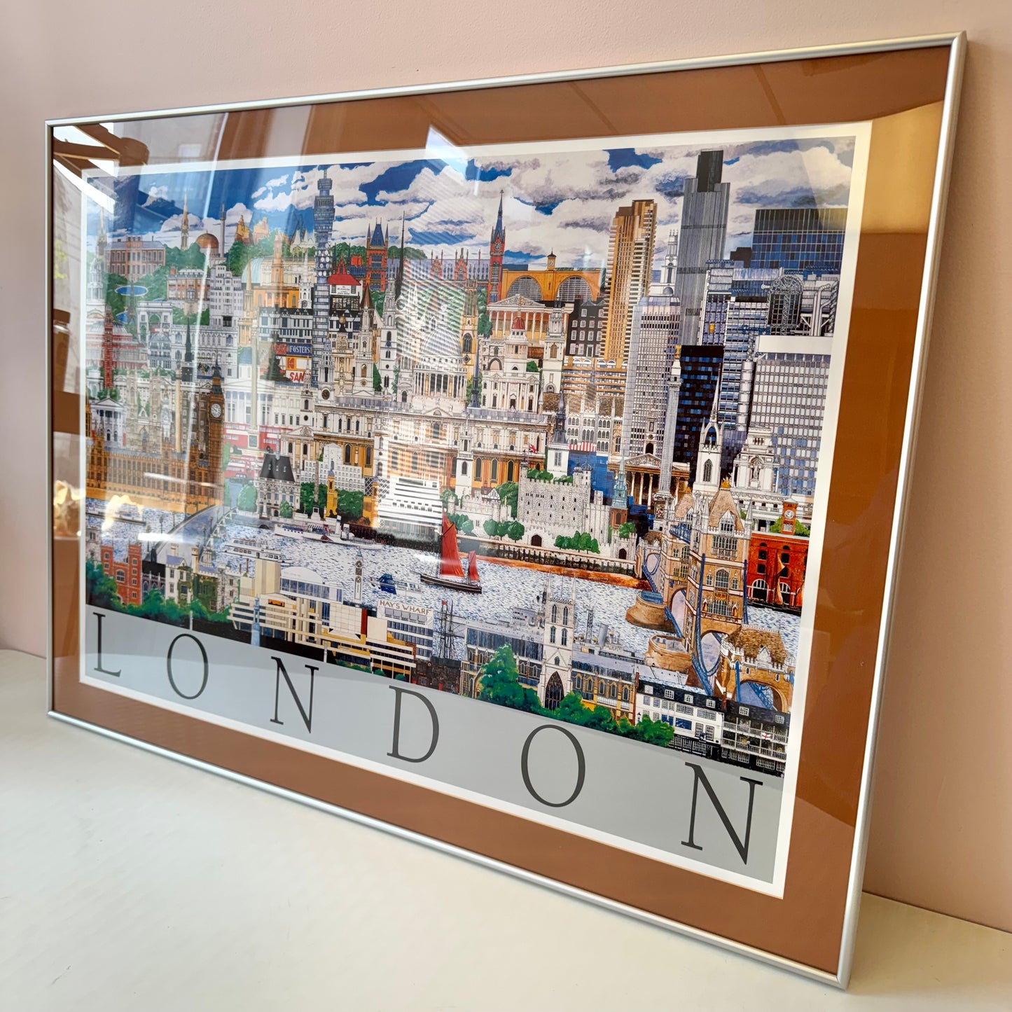 Vintage Framed 1989 "London" Poster by Christopher Rogers