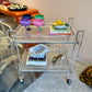 Vintage Lucite Two Tier Rolling Bar Cart