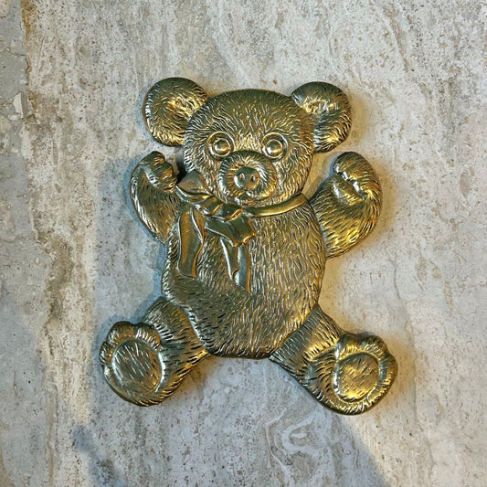 Vintage Brass Teddy Bear Trivet/Wall Hanging