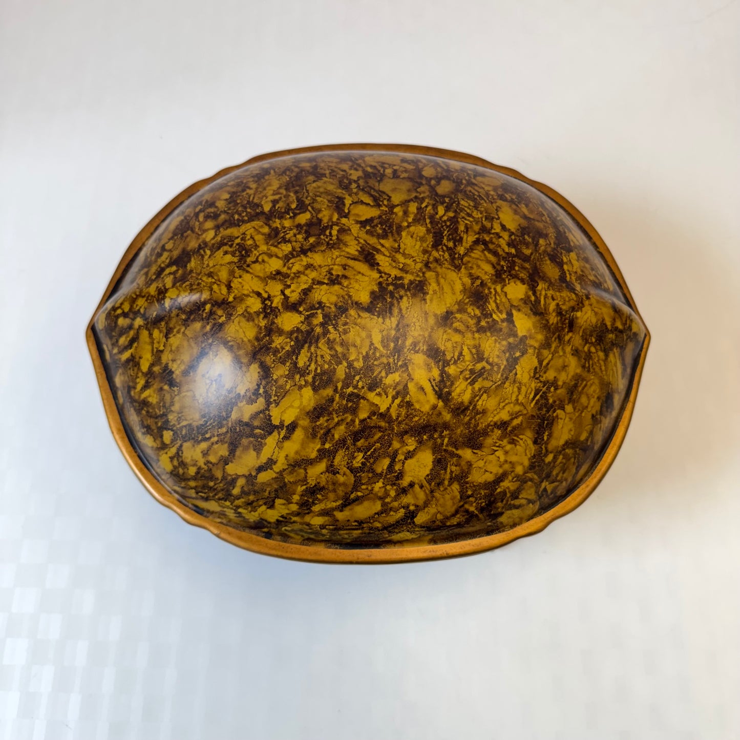 Vintage Large Hand Painted "Tortoise" Shell Lidded Jewelry Box by Castilian Imports