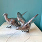 Pair of Antique Silver Plated Pheasant Bird Statues