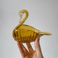 Vintage Amber Murano Glass Style Swan Catchall Dish