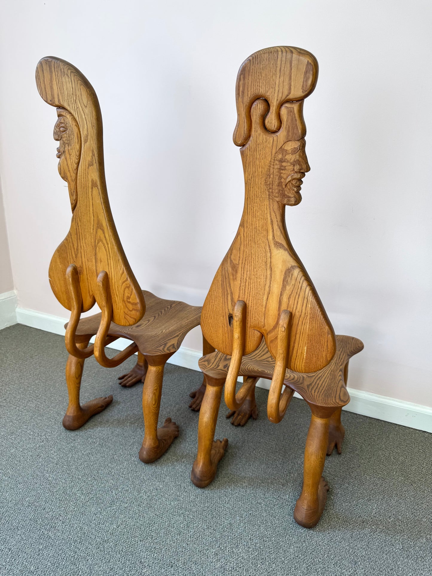 Pair of 1980 Andrew Willner Figure Chairs/Signed and Dated