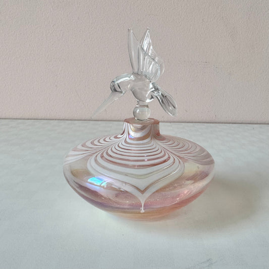 Vintage Iridescent Glass Hummingbird Perfume Bottle