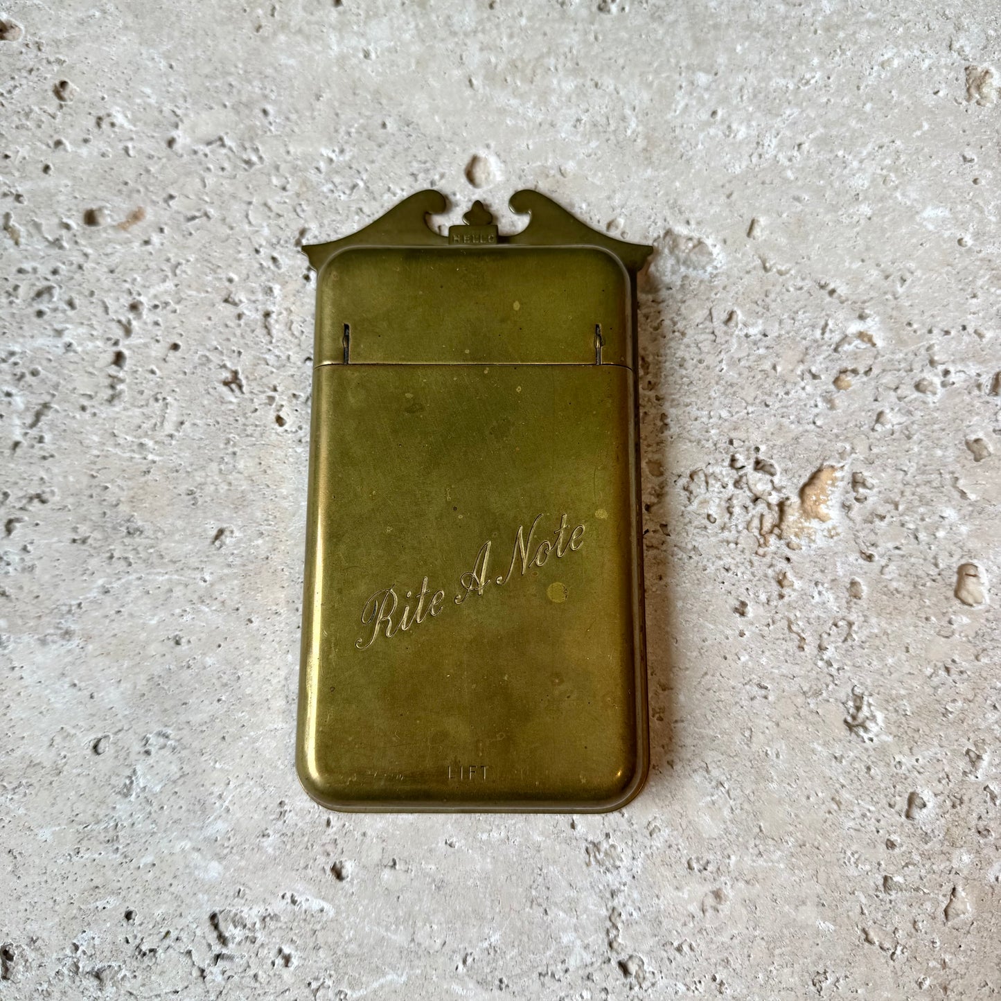 Vintage Rite a Note Brass Notepad Holder/Wall Mount