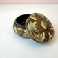 Vintage Hand Painted Lacquer Gold Swirl Floral Trinket Box