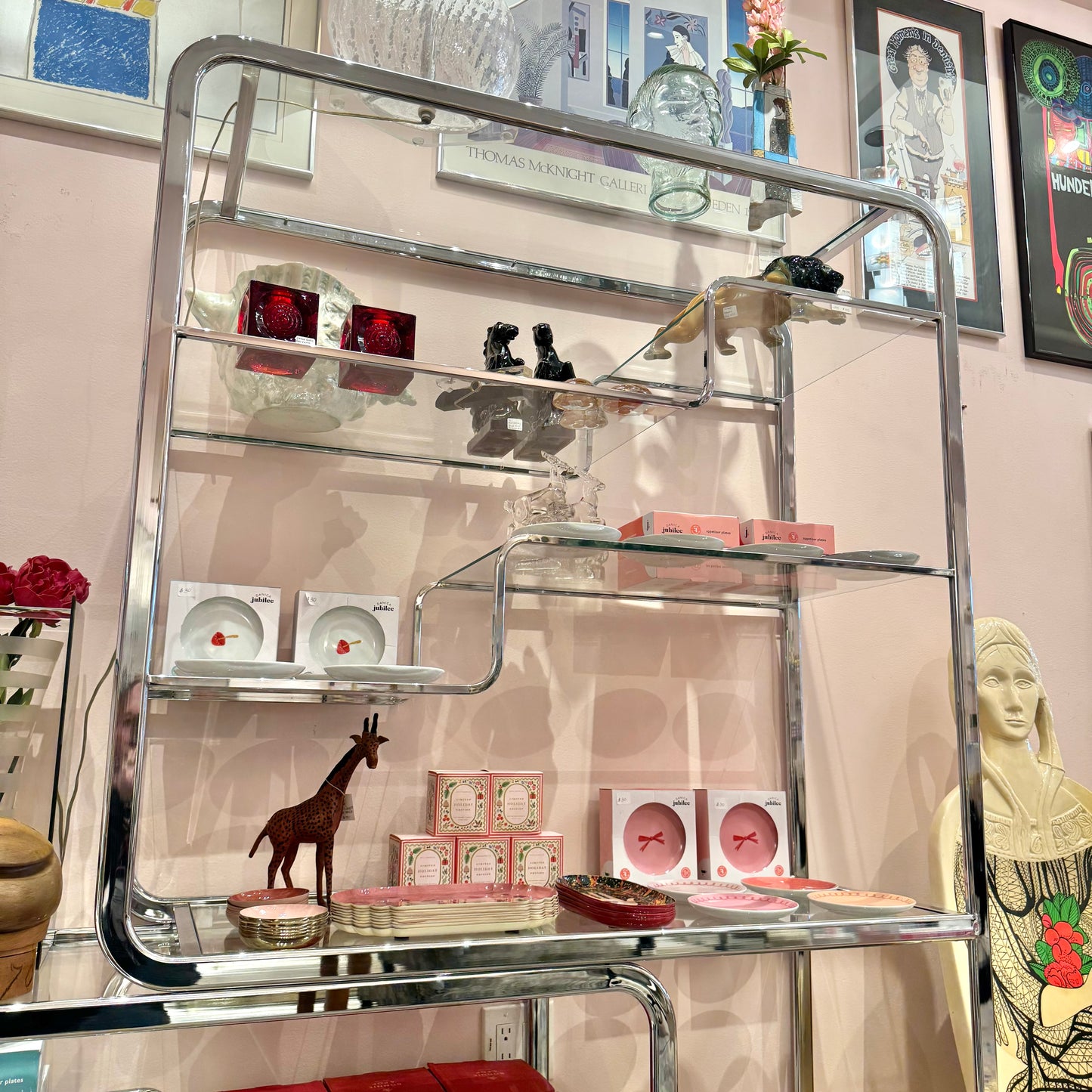 DIA Chrome and Glass Nesting Etagere
