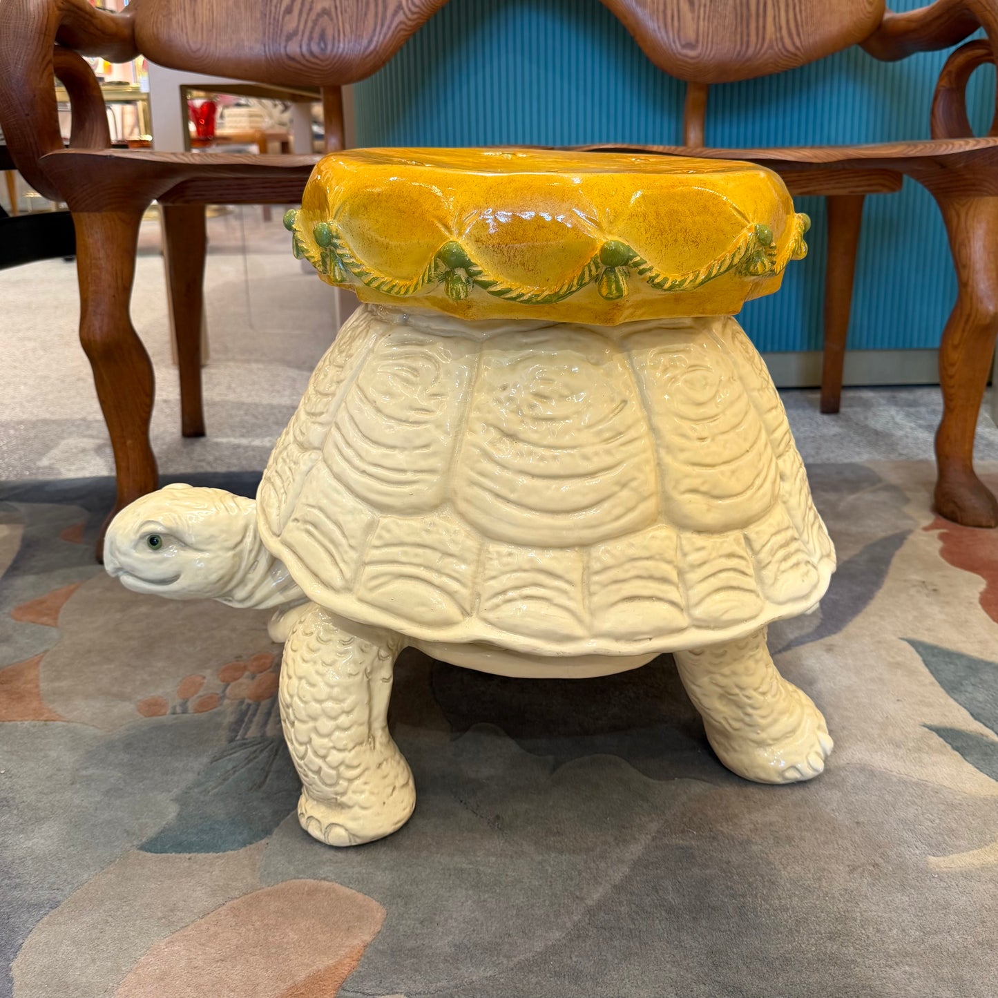 Vintage Extra Large Mid-Century Tortoise Stool