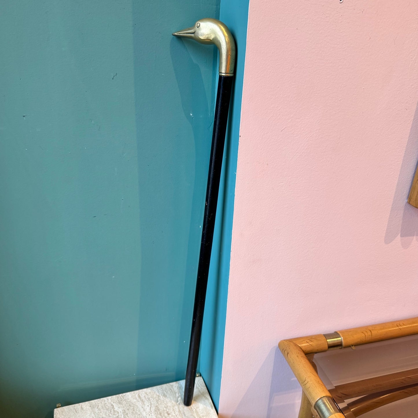 Vintage Brass Duck Walking Stick Cane