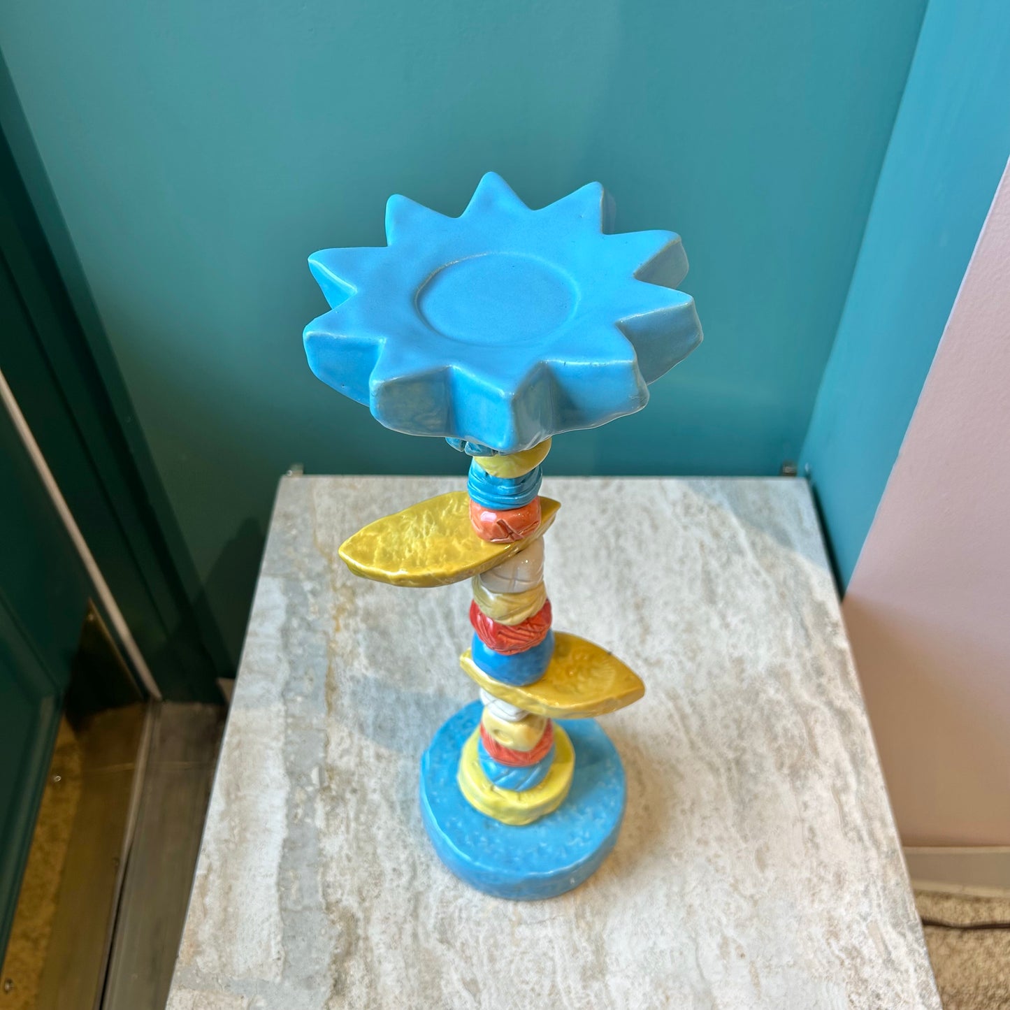 Vintage Pair of Ceramic Sunapple and Company Candlestick Holders